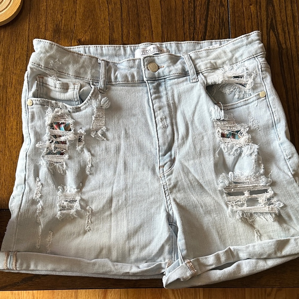 Judy Blue Light Blue Distressed Jean Shorts
